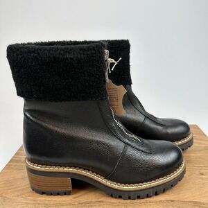 New Womens‎ Bertuchi Leather Shearling Front Zip Boots Size 39 EU 8 US